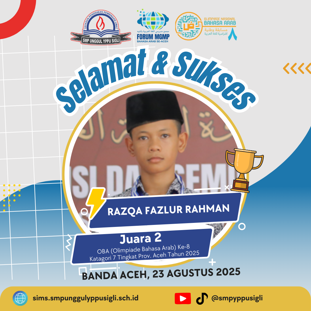 Razqa Fazlur Rahman, Siswa SMP YPPU, Raih Juara 2 OBA Provinsi Aceh